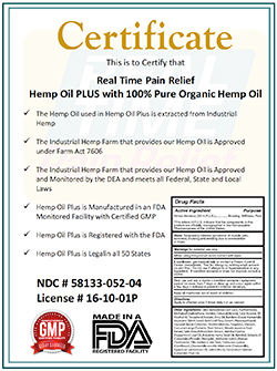 Hemp Oil Plus Certificate