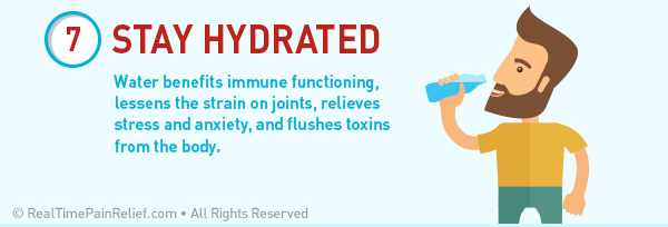 Staying hydrated can reduce pain from rheumatoid arthritis flare ups.