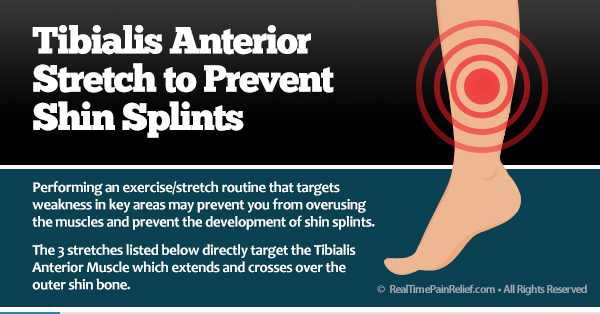 Stretching the tibialis anterior to prevent shin splint pain.