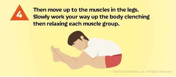 Move up your body relaxing muscles to reduce stress and back pain.