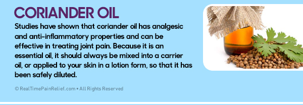 Coriander oil relieves hand pain