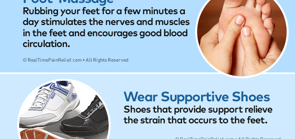 foot massage and good shoes can relieve foot pain
